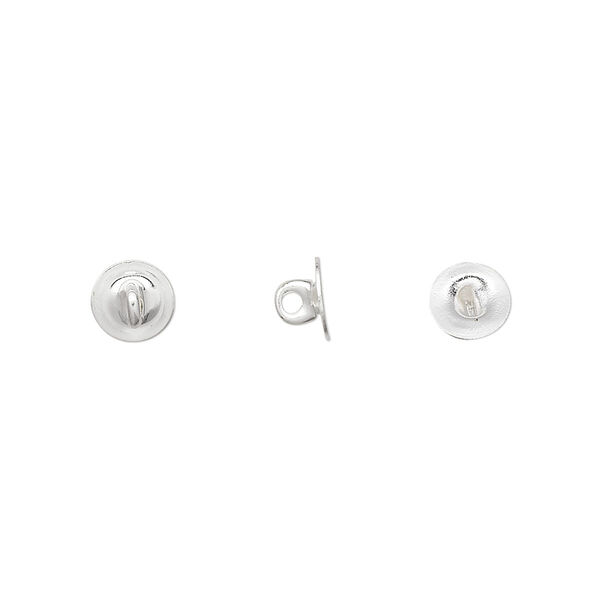 Button back, silver-plated brass, 6mm round. Sold per pkg of 100. image number 0