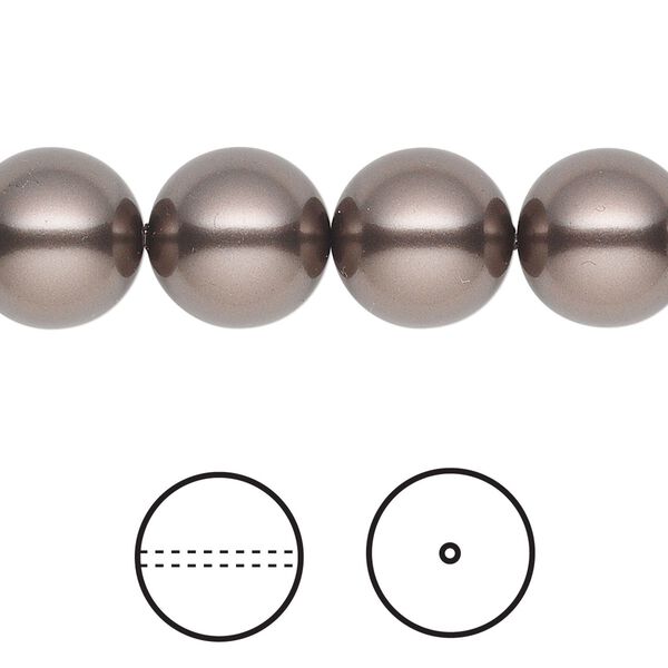 Pearl 10pk brown, Crystal Passions® 12mm round 5810 image number 0