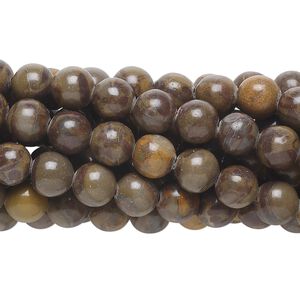 Brown chrysanthemum stone 1pkg10, round bead natural 15.5-16 inch 6mm