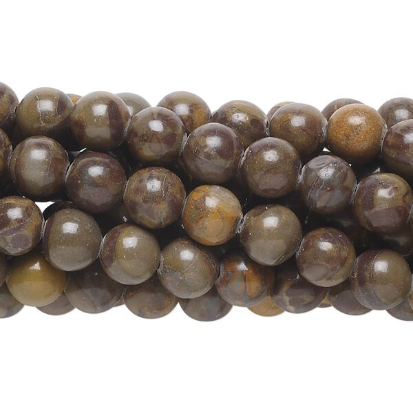 Brown chrysanthemum stone 1pkg10, round bead natural 15.5-16 inch 6mm image number 0