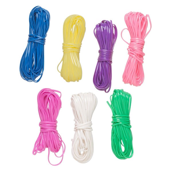 Cord assortment 1pkg7 plastic, assorted colors, 1mm flat, 20-foot section. image number 0