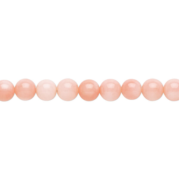 Bead, bamboo coral (dyed), pink, 5.5-6mm hand-cut round, B- grade, Mohs hardness 3-1/2 to 4. Sold per 15-1/2" to 16" strand. image number 0