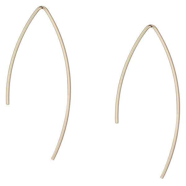 Ear wire, 14Kt gold-filled, 28mm marquise, 20 gauge. Sold per pair. image number 0