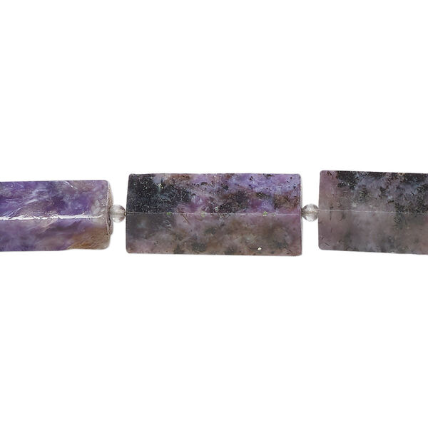 Bead, charoite (natural), 12x6mm-18x8mm graduated 5-sided tube, B grade Mohs hardness 5 to 6. Sold per pkg of 10. image number 0