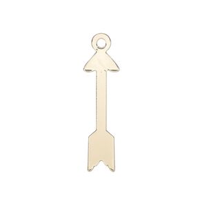 Charm, gold-finished steel, 26x7.5mm arrow. Sold per pkg of 10.