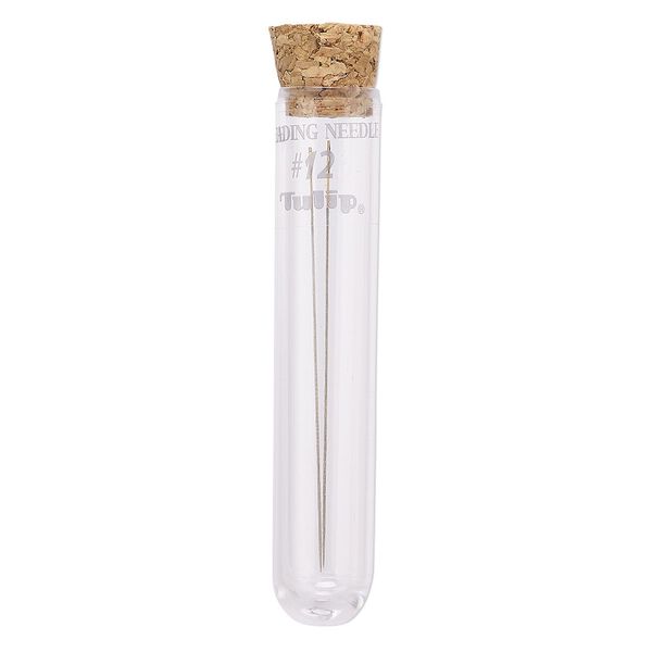 Needle, Tulip, nickel- and gold-plated steel, #12 with 0.48mm eye width, 1-4/5 inches. Sold per pkg of 2. image number 0