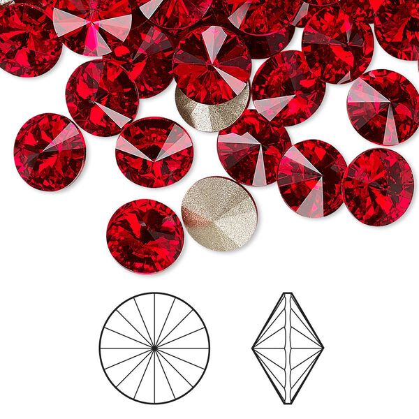 Chaton 48pk light Siam foil back, Crystal Passions® 8.16-8.41mm rivoli SS39 1122 image number 0