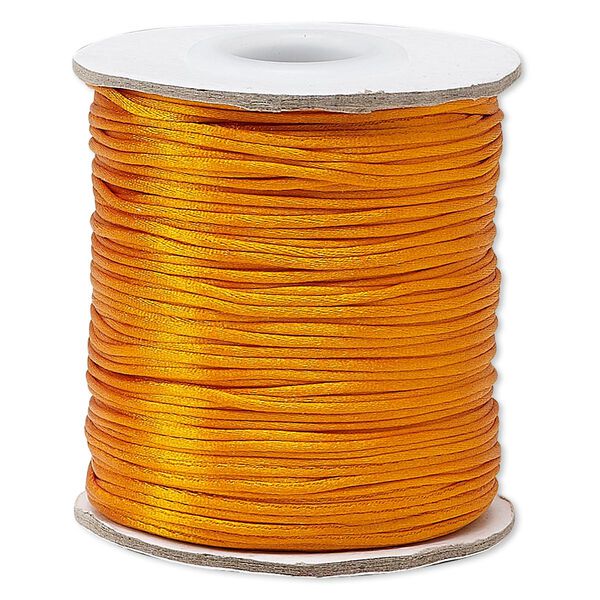 Cord, Satinique™, satin, orange, 1mm mini. Sold per 200-foot spool. image number 0