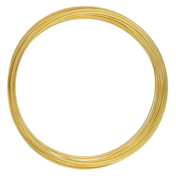 Memory wire, gold-plated high carbon steel, 3-5/8 inch necklace, 0.7mm thick. Sold per 1-ounce pkg, approximately 29 loops. image number 0