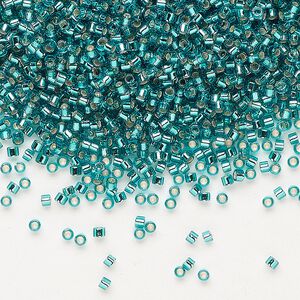 Seed bead, Delica®, glass, pkg/250g, #11 round, transparent silver-lined teal (DB-1208).