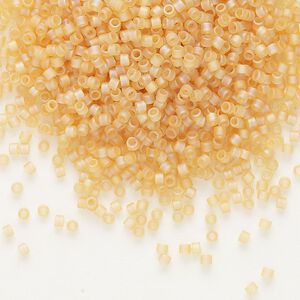 Seed bead, Delica®, glass, pkg/7.5g, #11 round, translucent matte rainbow light topaz (DB-0852).