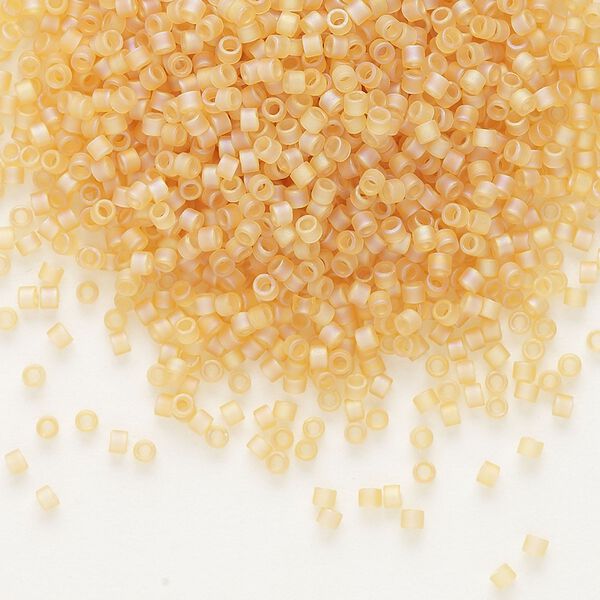 Seed bead, Delica®, glass, pkg/7.5g, #11 round, translucent matte rainbow light topaz (DB-0852). image number 0