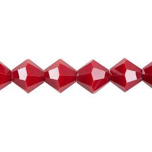 Bead 1pk opaque red, Celestial Crystal® 10mm bicone 8 inch