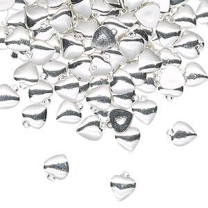 Charm, silver-plated brass, stamped, 5mm heart. Sold per pkg of 50.