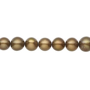 Freshwater pearl 1pkg1, semi-round, 14 inch iris gold 6-8mm cultured
