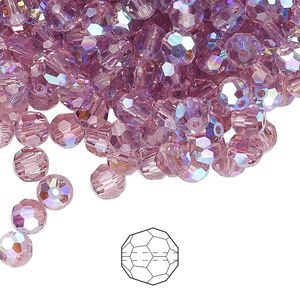 Bead 144pk light amethyst AB, Preciosa Czech crystal 5mm round