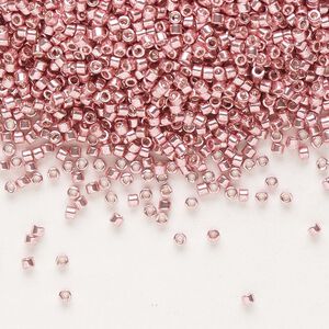 Seed bead, Delica®, glass, pkg/7.5g, #11 round, opaque galvanized pink blush (DB-0435).