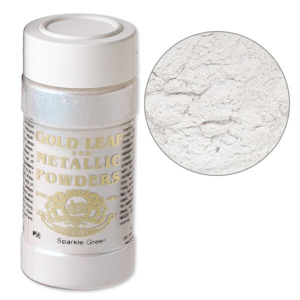Mica powder, Gold Leaf & Metallic Powders, pkg/1-ounce jar, sparkle green (0056-002). image number 0
