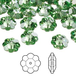 Margarita flower 12pk peridot foil back, Crystal Passions® 10x3.5mm 3700