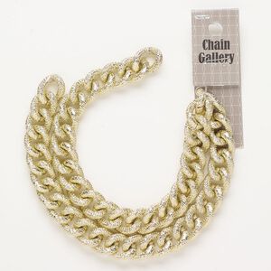 Chain aluminum 1pkg1 14.1mm textured curb, gold finish 18 inches