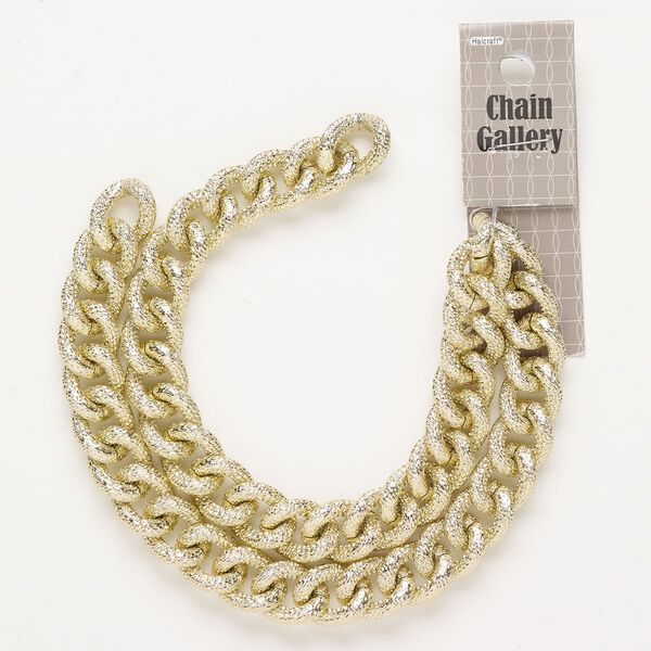 Chain aluminum 1pkg1 14.1mm textured curb, gold finish 18 inches image number 0