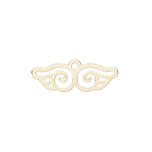 Charm, gold-finished steel, 25x8mm wing with cutout. Sold per pkg of 10.