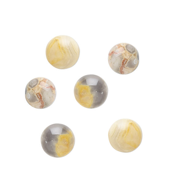 Cabochon, crazy lace agate (natural), 8mm calibrated round, B grade, Mohs hardness 6-1/2 to 7. Sold per pkg of 6. image number 0