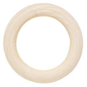 Focal, Chinese guger tree wood, white, 2-inch ring. Sold per pkg of 6.