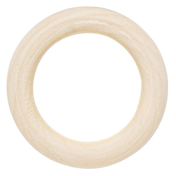 Focal, Chinese guger tree wood, white, 2-inch ring. Sold per pkg of 6. image number 0