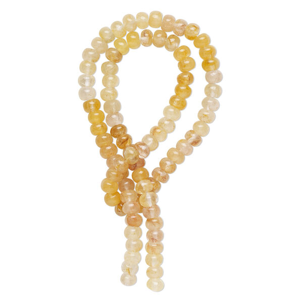 Bead, yellow iron quartz (natural), shaded, 5x3mm-7x6mm hand-cut rondelle, B- grade, Mohs hardness 7. Sold per 13-inch strand. image number 0