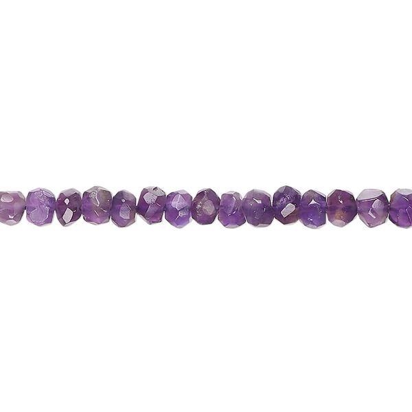 Amethyst 1pkg1, hand-cut faceted rondelle bead natural 14 inch 4x2mm-5x4mm image number 0