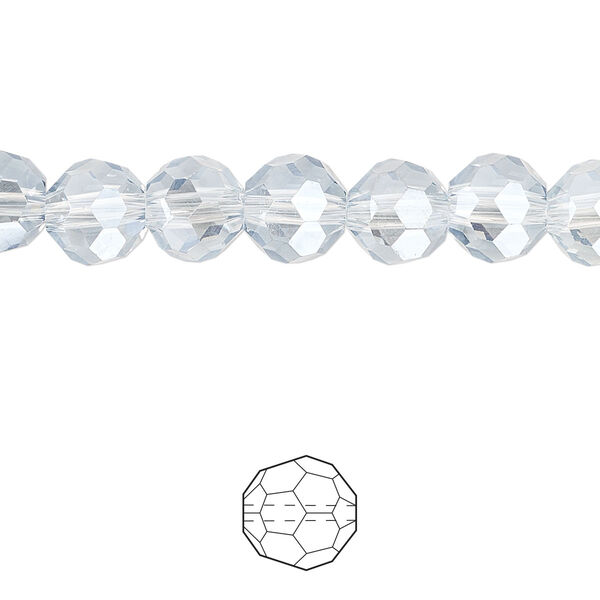 Bead 72pk translucent crystal silver night, Celestial Crystal® 8mm round image number 0
