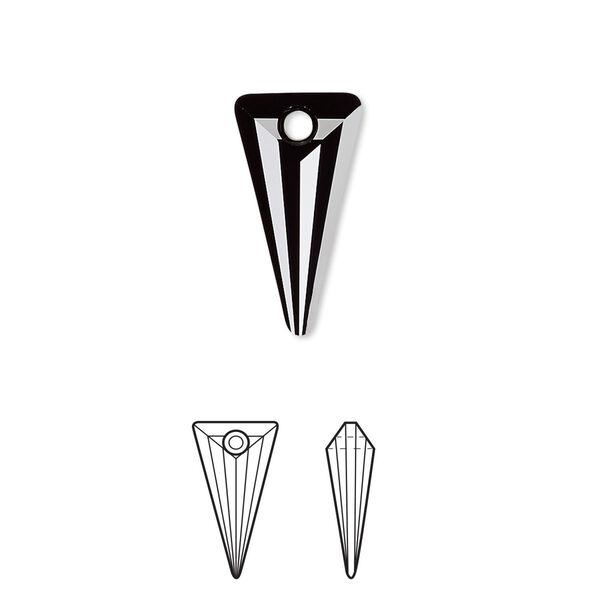 Drop 1pk jet, Crystal Passions® 18x10mm pendant spike 6480 image number 0