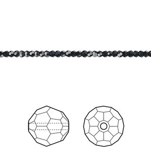 Bead 36pk jet, Crystal Passions® 2mm round 5000