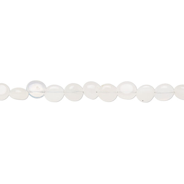 Bead, Ethiopian white opal (natural), small pebble, Mohs hardness 5 to 6-1/2. Sold per 15-1/2" to 16" strand. image number 0