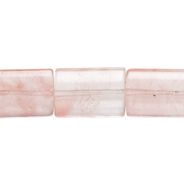 Bead, cherry "quartz" glass, 16x11mm-19x12mm puffed rectangle with 0.6-0.8mm hole. Sold per 15-inch strand. image number 0