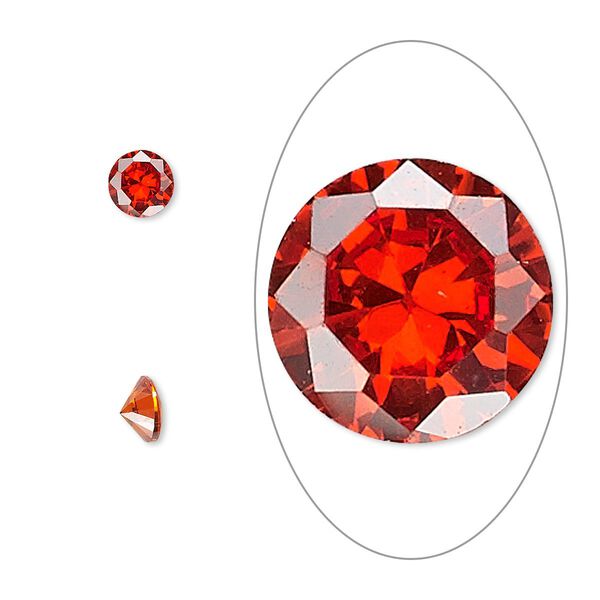 Gem, cubic zirconia, ruby red, 5mm faceted round, Mohs hardness 8-1/2. Sold per pkg of 2. image number 0