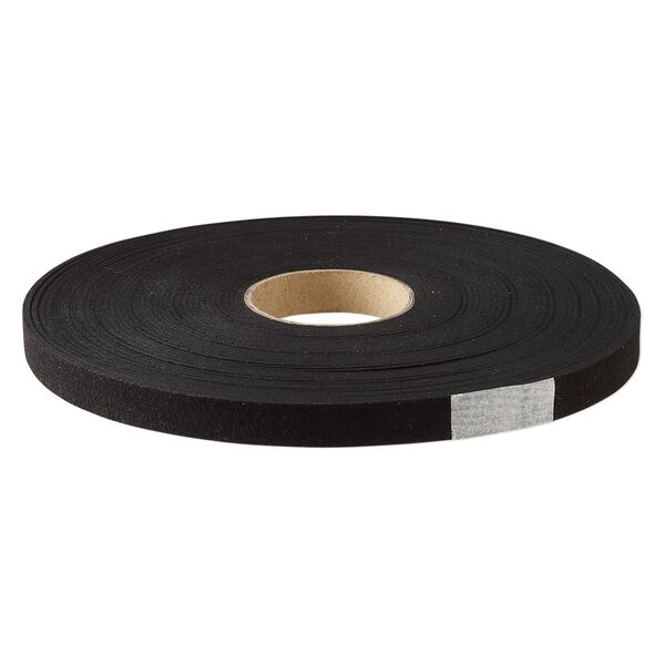 Cord, suede leather (dyed), black, 10mm flat. Sold per package of 10 meters. image number 0
