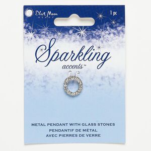 Drop, silver-finished "pewter" (zinc-based alloy), 14mm open flat round. Sold individually.