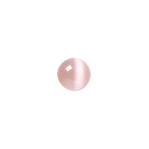 Cabochon, cat's eye glass (fiber optic glass), pink, 10mm calibrated round, quality grade. Sold per pkg of 10.