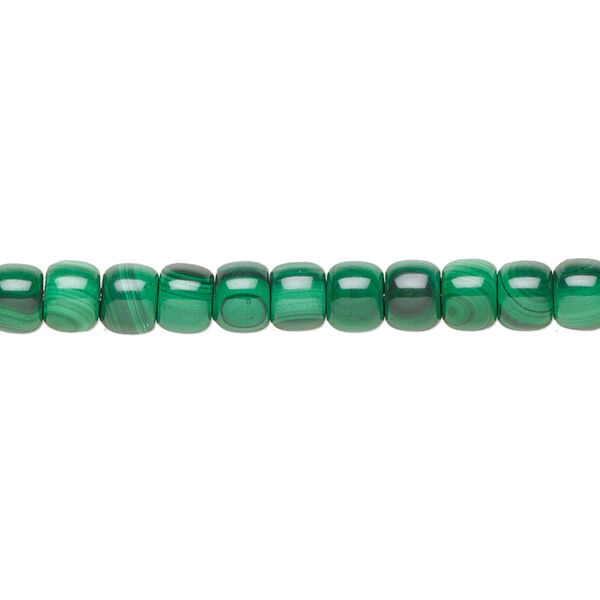 Bead, malachite (natural), 5x4mm drum, B grade, Mohs hardness 3-1/2 to 4. Sold per 8-inch strand, approximately 35 beads. image number 0