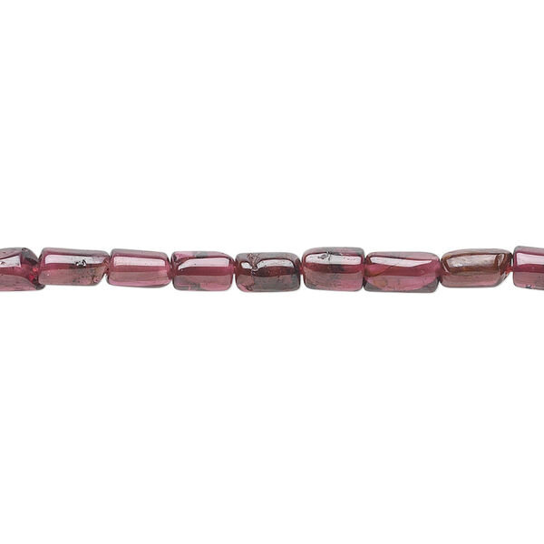 Bead, garnet (dyed), 4x3mm-7x3mm hand-cut tube, C grade, Mohs hardness 7 to 7-1/2. Sold per 15-1/2" to 16" strand. image number 0