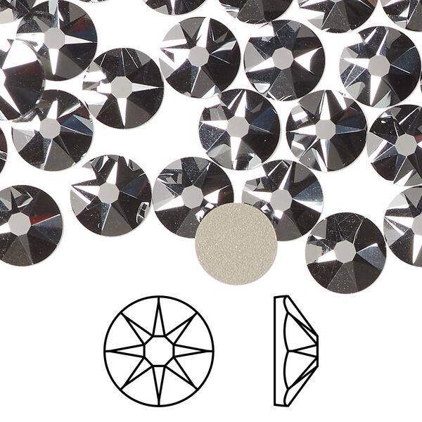 Flat back 144pk crystal light chrome foil back, Swarovski® 8.412-8.672mm rose round SS40 2088 image number 0