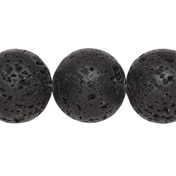Bead, lava rock (waxed), 18mm round, B grade, Mohs hardness 3 to 3-1/2. Sold per 15-1/2" to 16" strand. image number 0