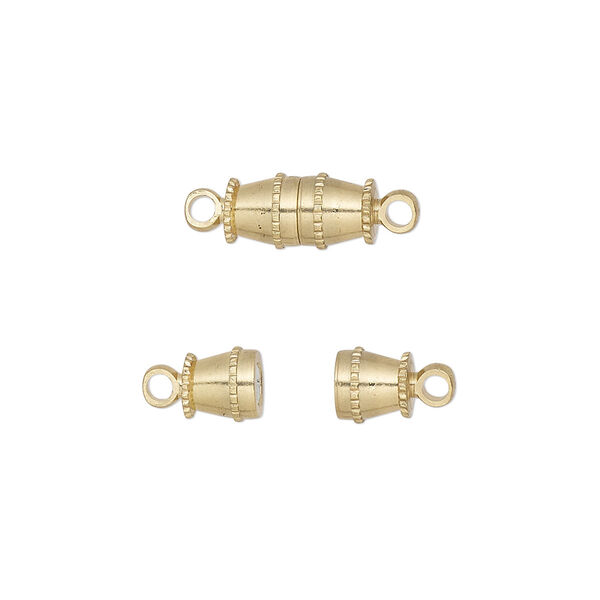 Clasp, magnetic, gold-finished brass, 11x5mm double cone. Sold per pkg of 10. image number 0