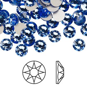 Flat back 288pk sapphire foil back, Swarovski® 6.32-6.5mm rose round SS30 2088