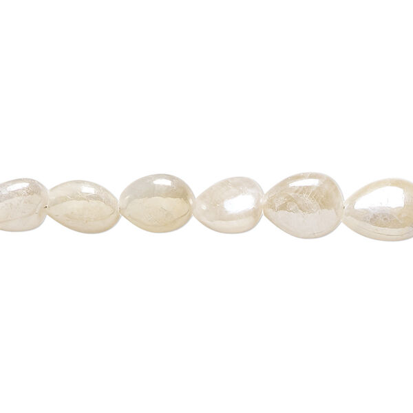 Bead, sillimanite (coated), 6x5mm-9x7mm hand-cut puffed teardrop, B- grade, Mohs hardness 2 to 2-1/2. Sold per 15-1/2" to 16" strand. image number 0