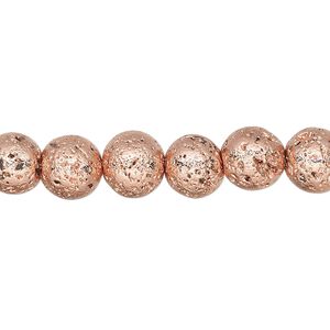 Lava rock 1pkg1, electrocoated round bead 15.5-16 inch 7-8mm