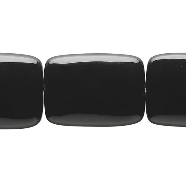 Bead, black onyx (dyed), 25x18mm puffed pillow, B grade, Mohs hardness 6-1/2 to 7. Sold per 15-1/2" to 16" strand. image number 0