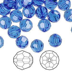 Bead 288pk sapphire, Swarovski® 8mm round 5000